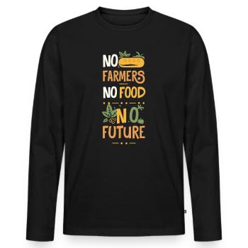 No Farmers - No Food - No Future Bauer Landwirt - Männer Premium Bio Langarmshirt - Schwarz - Vorne - Nico (187cm)