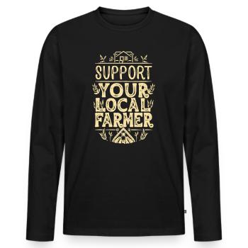 Support Your Local Farmer Bauer Landwirt - Men's Premium Organic Long Sleeve Shirt - black - Front - Nico (187cm)