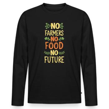 No Farmers - No Food - No Future Bauer Landwirt - Männer Premium Bio Langarmshirt - Schwarz - Vorne - Nico (187cm)