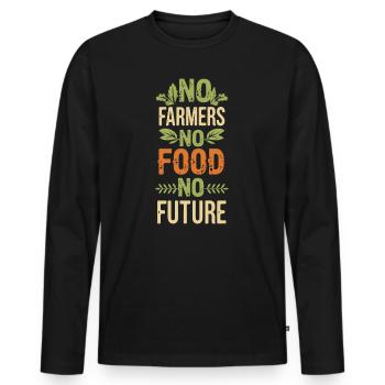 No Farmers - No Food - No Future Bauer Landwirt - Männer Premium Bio Langarmshirt - Schwarz - Vorne - Nico (187cm)