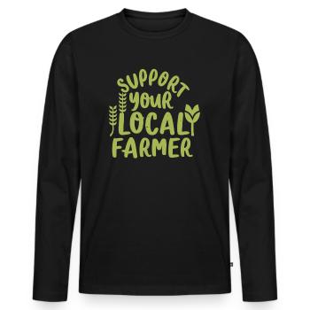 Support Your Local Farmer Bauer Landwirt - Männer Premium Bio Langarmshirt - Schwarz - Vorne - Nico (187cm)