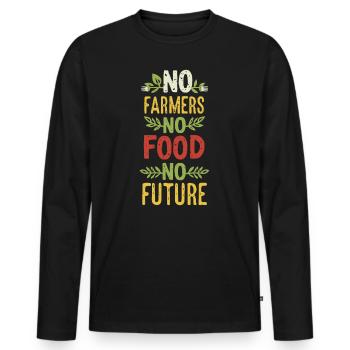 No Farmers - No Food - No Future Bauer Landwirt - Männer Premium Bio Langarmshirt - Schwarz - Vorne - Nico (187cm)