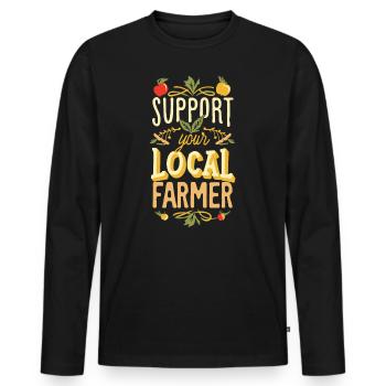 Support Your Local Farmer Bauer Landwirt - Männer Premium Bio Langarmshirt - Schwarz - Vorne - Nico (187cm)