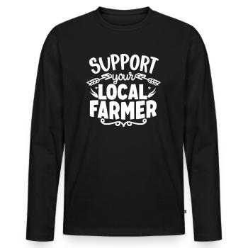 Support Your Local Farmer Bauer Landwirt - Männer Premium Bio Langarmshirt - Schwarz - Vorne - Nico (187cm)