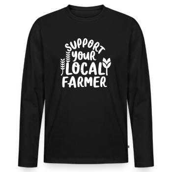 Support Your Local Farmer Bauer Landwirt - Männer Premium Bio Langarmshirt - Schwarz - Vorne - Nico (187cm)