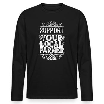 Support Your Local Farmer Bauer Landwirt - Männer Premium Bio Langarmshirt - Schwarz - Vorne - Nico (187cm)