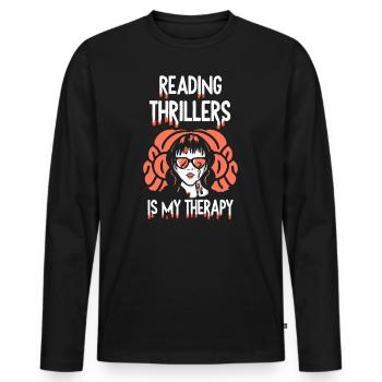 La lecture de thrillers est ma thérapie - T-shirt manches longues Premium bio Homme - noir - Devant - Nico (187cm)