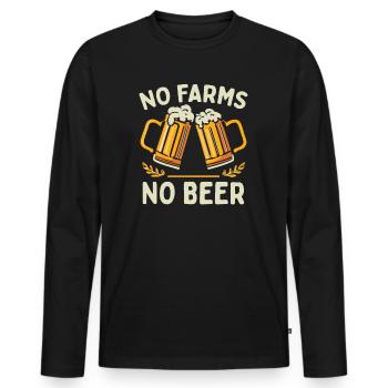 Pas de fermes Pas de producteurs de bière Démo Protestation Agriculteur - T-shirt manches longues Premium bio Homme - noir - Devant - Nico (187cm)