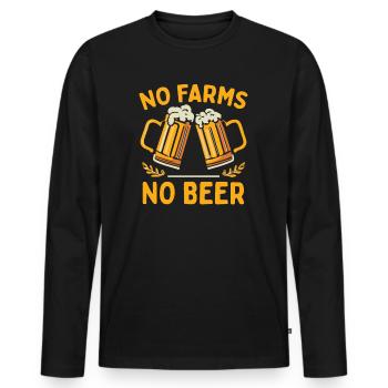 Pas de fermes Pas de producteurs de bière Démo Protestation Agriculteur - T-shirt manches longues Premium bio Homme - noir - Devant - Nico (187cm)