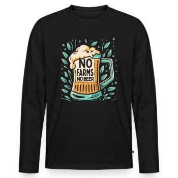 Pas de fermes Pas de producteurs de bière Démo Protestation Agriculteur - T-shirt manches longues Premium bio Homme - noir - Devant - Nico (187cm)