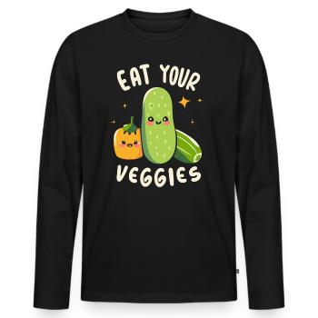 Eat Your Veggies Vegetable Lover Vegan Vegan - Men's Premium Organic Long Sleeve Shirt - black - Front - Nico (187cm)
