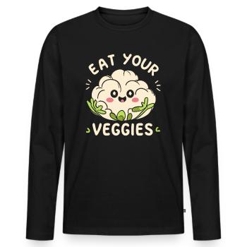 Eat Your Veggies Vegetable Lover Vegan Vegan - Men's Premium Organic Long Sleeve Shirt - black - Front - Nico (187cm)