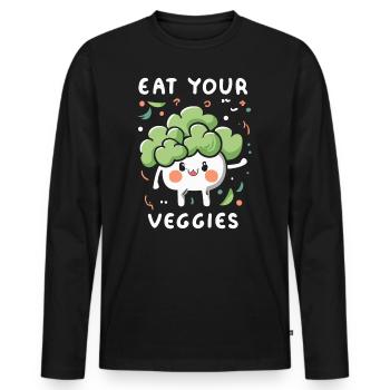 Eat Your Veggies Vegetable Lover Vegan Vegan - Men's Premium Organic Long Sleeve Shirt - black - Front - Nico (187cm)