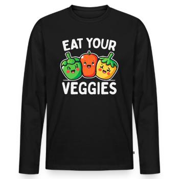 Eat Your Veggies Vegetable Lover Vegan Vegan - Men's Premium Organic Long Sleeve Shirt - black - Front - Nico (187cm)