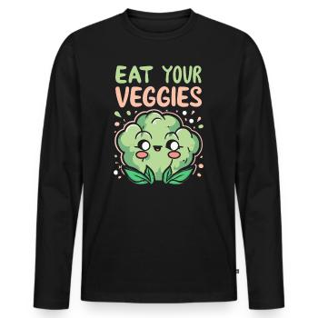 Eat Your Veggies Vegetable Lover Vegan Vegan - Men's Premium Organic Long Sleeve Shirt - black - Front - Nico (187cm)