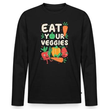 Eat Your Veggies Vegetable Lover Vegan Vegan - Men's Premium Organic Long Sleeve Shirt - black - Front - Nico (187cm)