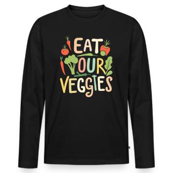 Eat Your Veggies Vegetable Lover Vegan Vegan - Men's Premium Organic Long Sleeve Shirt - black - Front - Nico (187cm)