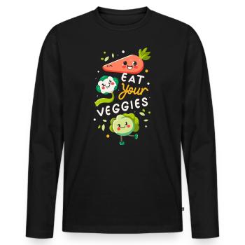 Eat Your Veggies Vegetable Lover Vegan Vegan - Men's Premium Organic Long Sleeve Shirt - black - Front - Nico (187cm)