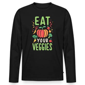 Eat Your Veggies Vegetable Lover Vegan Vegan - Men's Premium Organic Long Sleeve Shirt - black - Front - Nico (187cm)