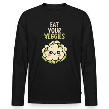 Eat Your Veggies Vegetable Lover Vegan Vegan - Men's Premium Organic Long Sleeve Shirt - black - Front - Nico (187cm)