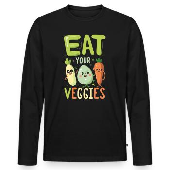 Eat Your Veggies Vegetable Lover Vegan Vegan - Men's Premium Organic Long Sleeve Shirt - black - Front - Nico (187cm)
