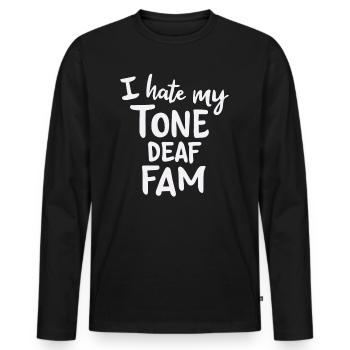 JE DÉTESTE MA FAMILLE SOURDE - T-shirt manches longues Premium bio Homme - noir - Devant - Nico (187cm)