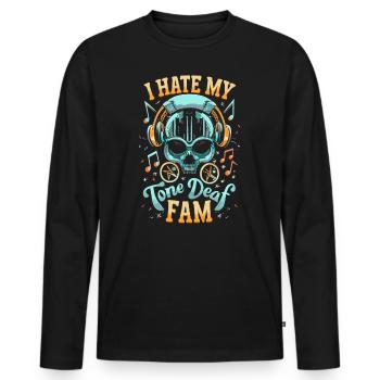 JE DÉTESTE MA FAMILLE SOURDE - T-shirt manches longues Premium bio Homme - noir - Devant - Nico (187cm)