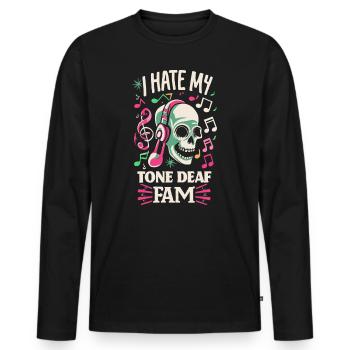 JE DÉTESTE MA FAMILLE SOURDE - T-shirt manches longues Premium bio Homme - noir - Devant - Nico (187cm)