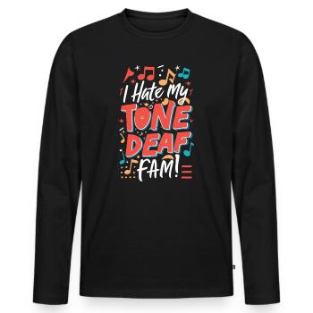 JE DÉTESTE MA FAMILLE SOURDE - T-shirt manches longues Premium bio Homme - noir - Devant - Nico (187cm)