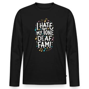 JE DÉTESTE MA FAMILLE SOURDE - T-shirt manches longues Premium bio Homme - noir - Devant - Nico (187cm)