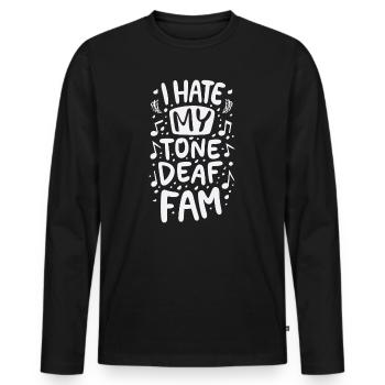 JE DÉTESTE MA FAMILLE SOURDE - T-shirt manches longues Premium bio Homme - noir - Devant - Nico (187cm)