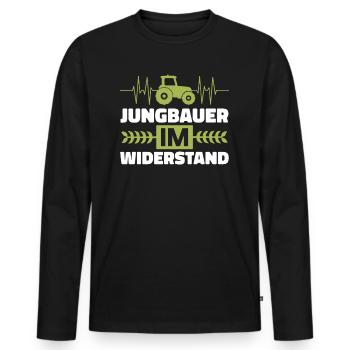 Jungbauer im Widerstand Bauer Demo Landwirt - Männer Premium Bio Langarmshirt - Schwarz - Vorne - Nico (187cm)
