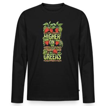 Vertical Gardener Love – Higher on Green - Men's Premium Organic Long Sleeve Shirt - black - Front - Nico (187cm)