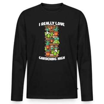 I Really Love Gardening High Vertical Garden Love - Men's Premium Organic Long Sleeve Shirt - black - Front - Nico (187cm)