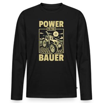Power to the Bauer - Men's Premium Organic Long Sleeve Shirt - black - Front - Nico (187cm)