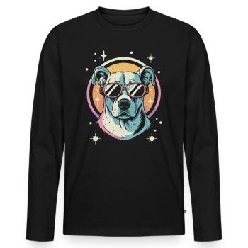 Retro Space Labrador Shirt Colorful Artwork - Men's Premium Organic Long Sleeve Shirt - black - Front - Nico (187cm)