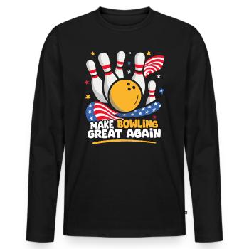 Make Bowling Great Again - Bowling Ball Pin - T-shirt manches longues Premium bio Homme - noir - Devant - Nico (187cm)