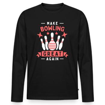 Make Bowling great again - Bowlingkugel Pin - Männer Premium Bio Langarmshirt - Schwarz - Vorne - Nico (187cm)