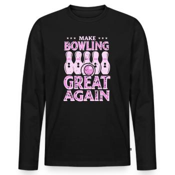 Make Bowling great again - Bowlingkugel Pin - Männer Premium Bio Langarmshirt - Schwarz - Vorne - Nico (187cm)