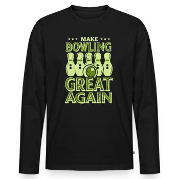 Make Bowling great again - Bowlingkugel Pin - Männer Premium Bio Langarmshirt - Schwarz - Vorne - Nico (187cm)