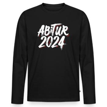 Abitur 2024 Abi Studium Abschlussklasse - Männer Premium Bio Langarmshirt - Schwarz - Vorne - Nico (187cm)