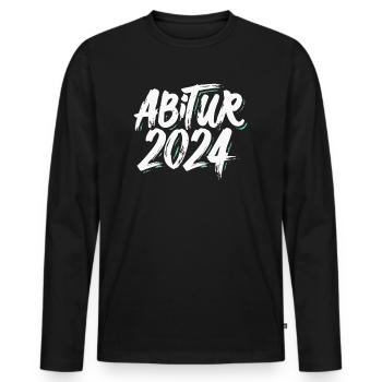 Abitur 2024 Abi Studium Abschlussklasse - Männer Premium Bio Langarmshirt - Schwarz - Vorne - Nico (187cm)