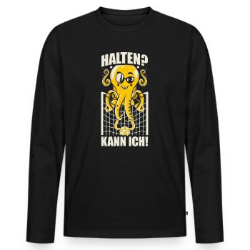 Halten? Kann ich! Handballtorwart Handball Torwart - Männer Premium Bio Langarmshirt - Schwarz - Vorne - Nico (187cm)