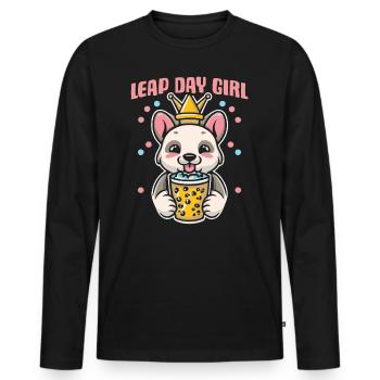 Leap Day Queen 29. Februar Geburtstag - Männer Premium Bio Langarmshirt - Schwarz - Vorne - Nico (187cm)