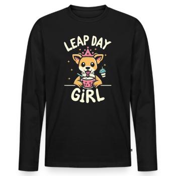 Anniversaire de la reine des jours bissextiles du 29 février - T-shirt manches longues Premium bio Homme - noir - Devant - Nico (187cm)