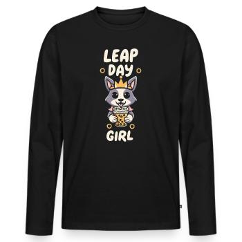 Anniversaire de la reine des jours bissextiles du 29 février - T-shirt manches longues Premium bio Homme - noir - Devant - Nico (187cm)
