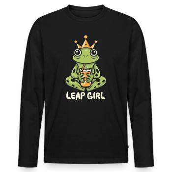 Fille du jour bissextile 29 février anniversaire grenouille bulle - T-shirt manches longues Premium bio Homme - noir - Devant - Nico (187cm)