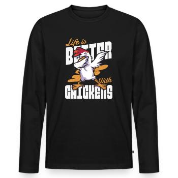 Dabbing Dab Chicken Dancing Dance Dabbing Gift - Men's Premium Organic Long Sleeve Shirt - black - Front - Nico (187cm)