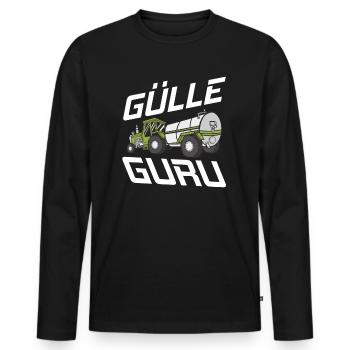 Ruhe! Der Meister fährt Gülle Fahrer Gülleguru - Männer Premium Bio Langarmshirt - Schwarz - Vorne - Nico (187cm)