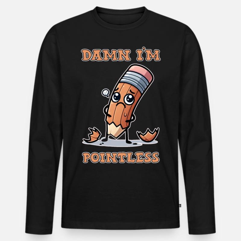 Damn I'm pointless - Männer Premium Bio Langarmshirt - Schwarz
